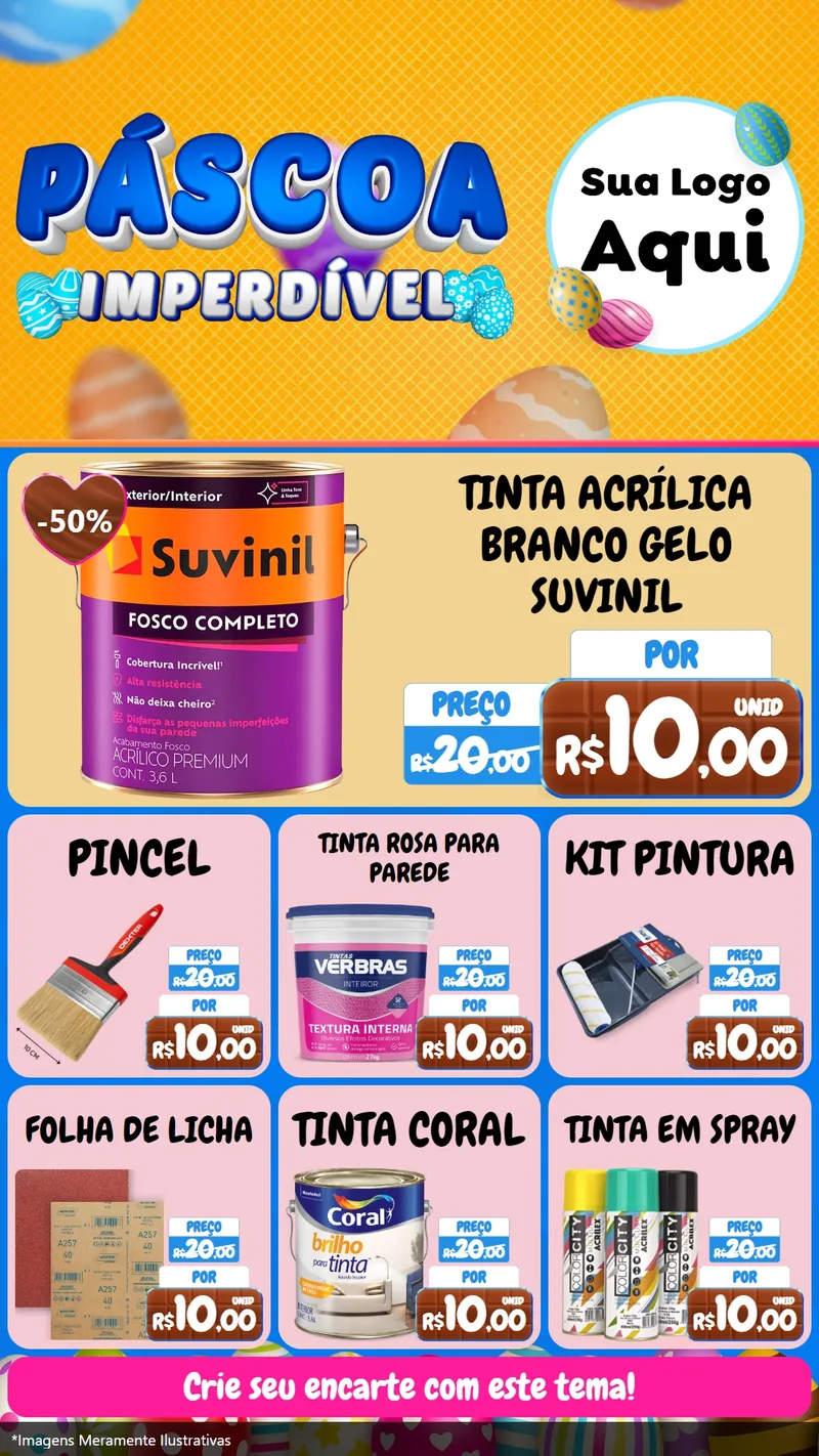 Modelo de Rede Social para Stories com o tema Páscoa Imperdível para Tintas e Ferramentas