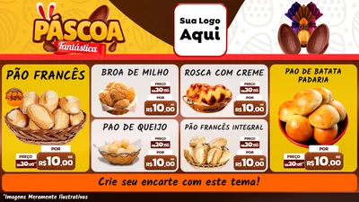 Modelo de TV para TV Horizontal com o tema Páscoa Fantástica para Padaria