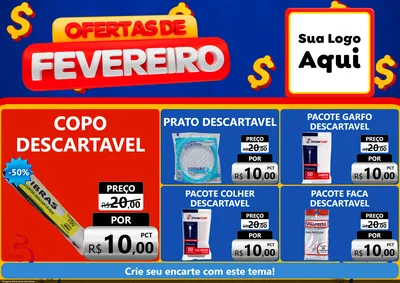 Modelo de Encarte para Encarte A4 Horizontal com o tema Ofertas de Fevereiro para Embalagens