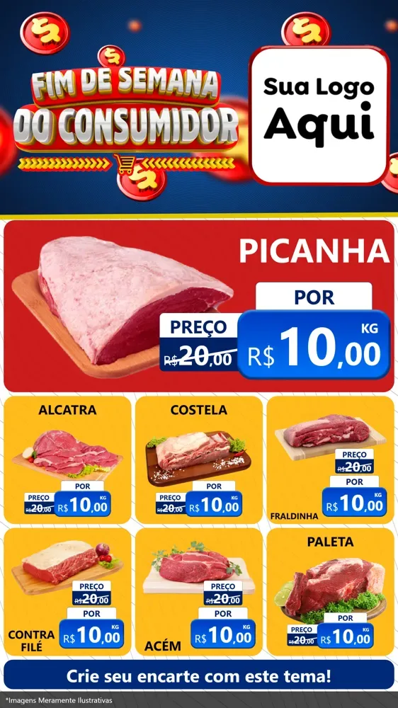 Modelo de Rede Social para Stories com o tema Fim de Semana do Consumidor para Açougue
