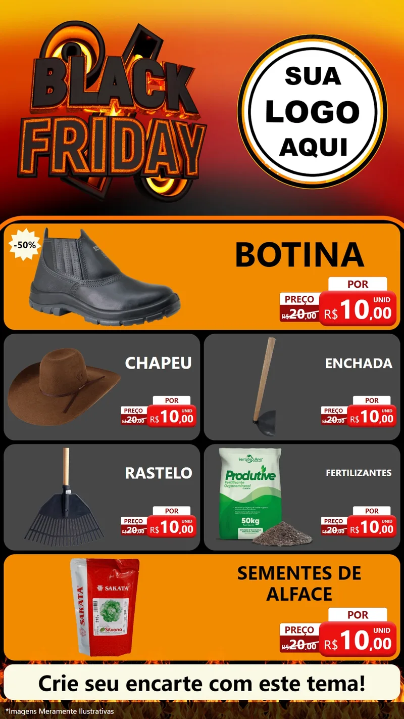 Modelo de TV para TV Vertical com o tema Black Friday para Agropecuária