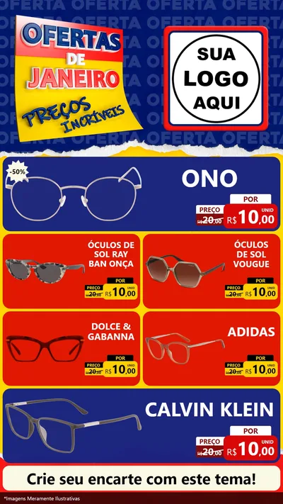 Modelo de TV para TV Vertical com o tema Ofertas de Janeiro - Preços Incríveis para Óticas