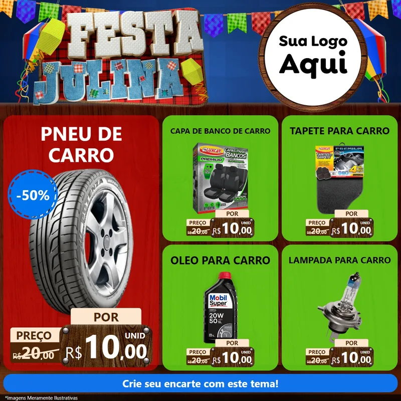 Modelo de Rede Social para Feed Facebook com o tema Festa Julina para Auto peças