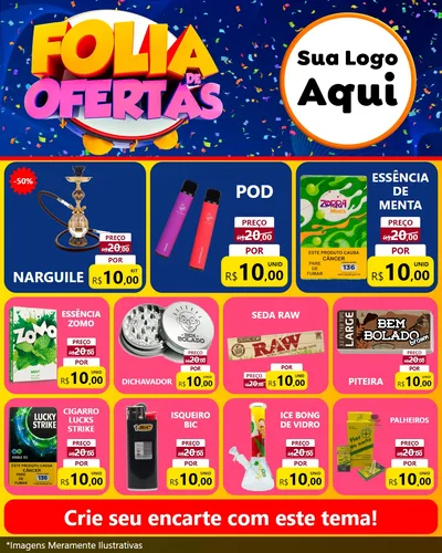 Modelo de Rede Social para Feed Instagram com o tema Folia de Ofertas para Tabacaria