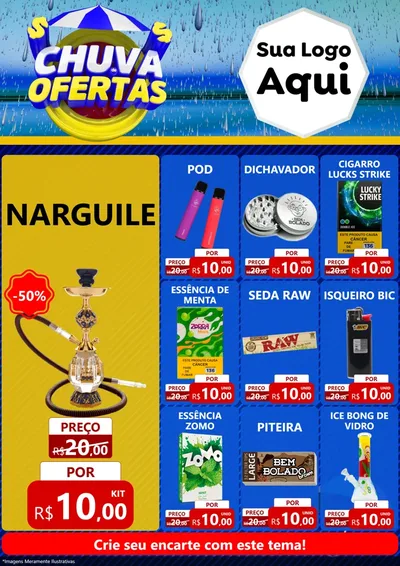 Modelo de Encarte para Encarte A4 Vertical com o tema Chuva de Ofertas para Tabacaria