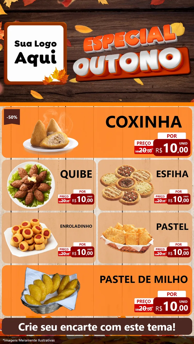 Modelo de TV para TV Vertical com o tema Especial Outono para Salgadaria