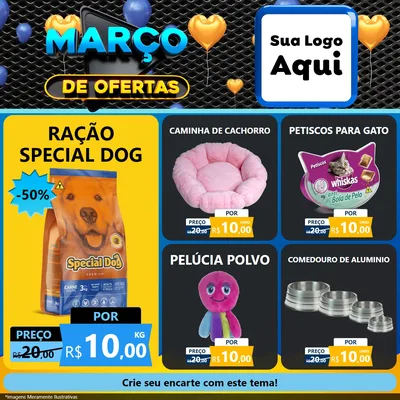 Modelo de Rede Social para Feed Facebook com o tema Março de Ofertas para Pet Shop