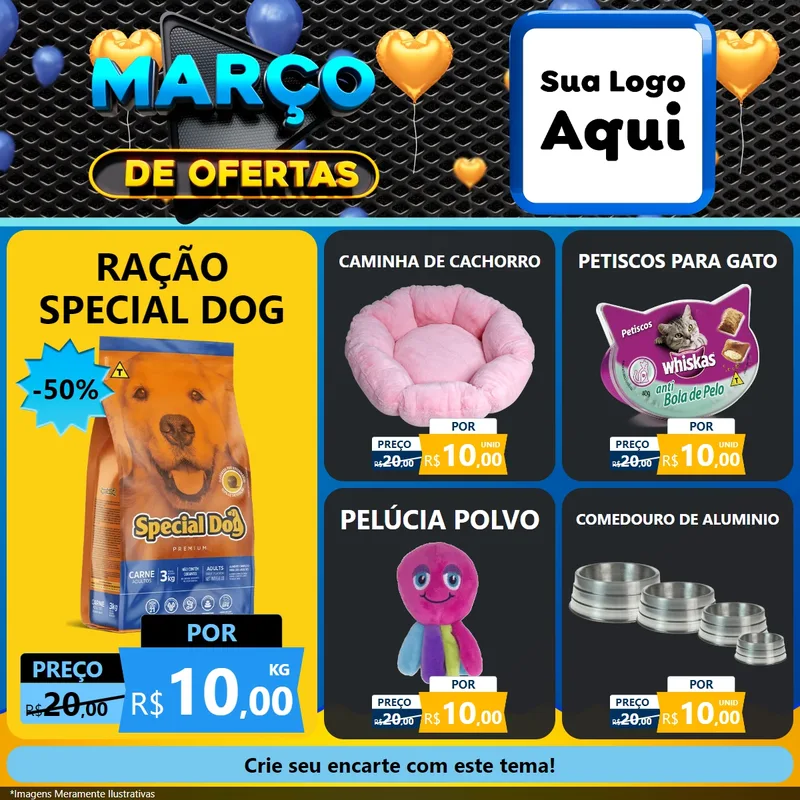 Modelo de Rede Social para Feed Facebook com o tema Março de Ofertas para Pet Shop