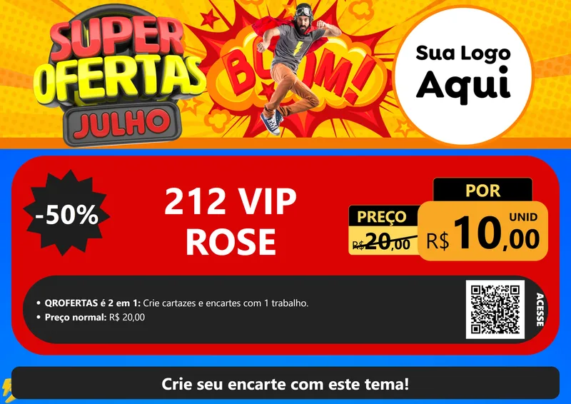 Modelo de Cartaz para Cartaz A4 Horizontal com o tema Super Ofertas Julho para Perfumes