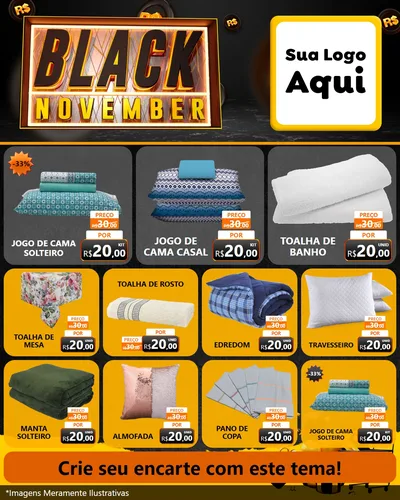 Modelo de Rede Social para Feed Instagram com o tema Black November para Cama, Mesa e Banho