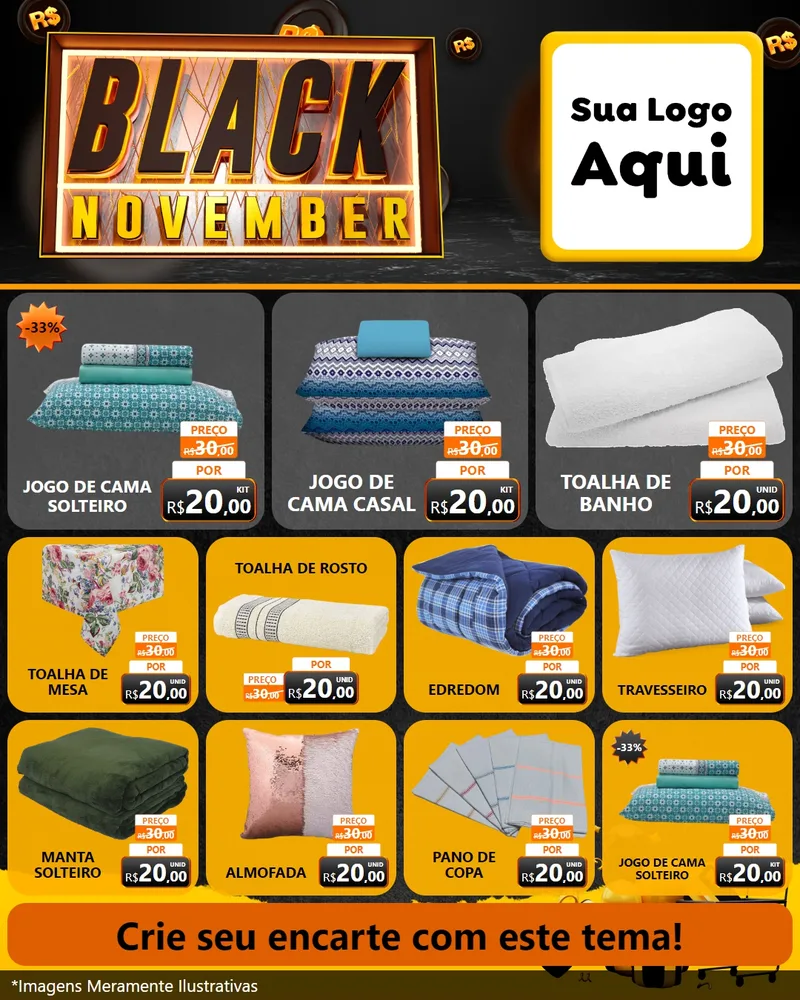 Modelo de Rede Social para Feed Instagram com o tema Black November para Cama, Mesa e Banho