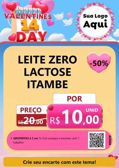 Modelo de Cartaz para Cartaz A4 Vertical com o tema Valentine's Day para Frios e Laticínios