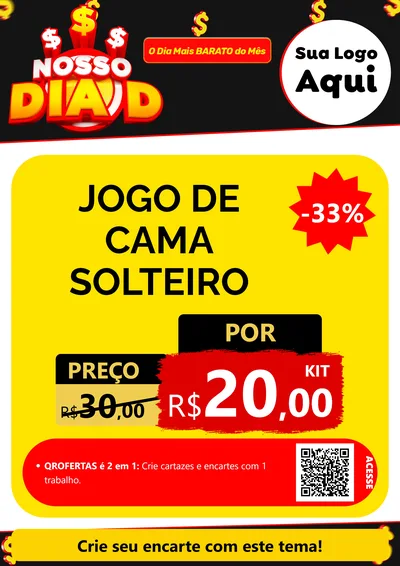 Modelo de Cartaz para Cartaz A4 Vertical com o tema Nosso Dia D para Cama, Mesa e Banho