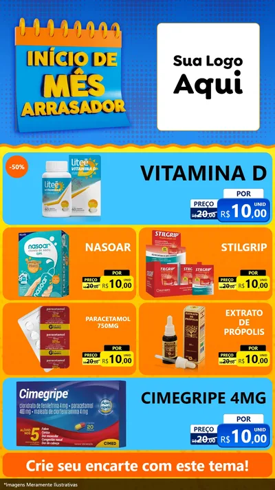 Modelo de TV para TV Vertical com o tema Início de Mês Arrasador para Farmácia
