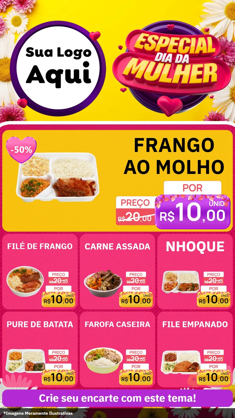 Modelo de Rede Social para Stories com o tema Especial Dia da Mulher para Restaurante