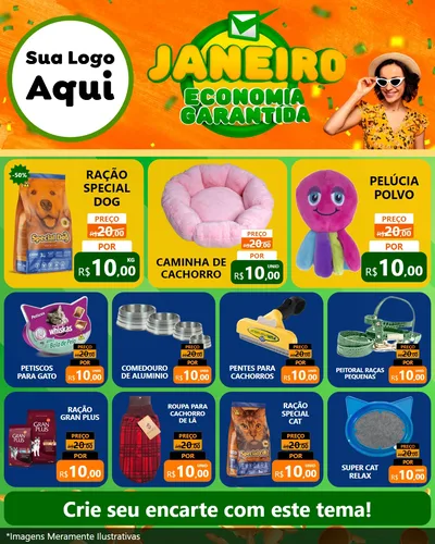 Modelo de Rede Social para Feed Instagram com o tema Janeiro - Economia Garantida para Pet Shop