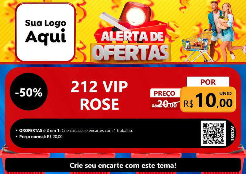 Modelo de Cartaz para Cartaz A4 Horizontal com o tema Alerta de Ofertas para Perfumes