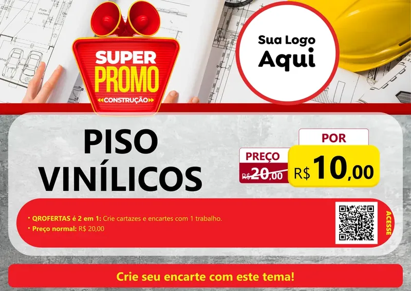 Modelo de Cartaz para Cartaz A4 Horizontal com o tema Super Promoção Construção para Material para Construção