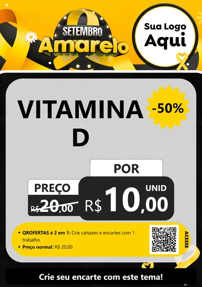 Modelo de Cartaz para Cartaz A4 Vertical com o tema Setembro Amarelo para Farmácia