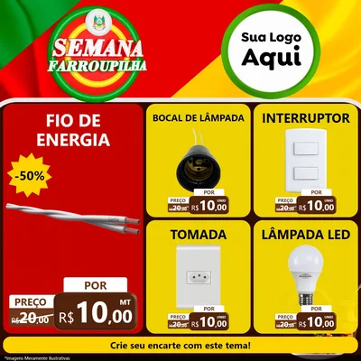 Modelo de Rede Social para Feed Facebook com o tema Semana Farroupilha para Materiais Elétricos