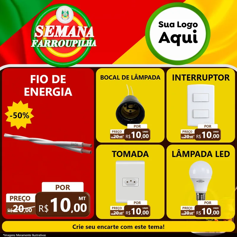 Modelo de Rede Social para Feed Facebook com o tema Semana Farroupilha para Materiais Elétricos