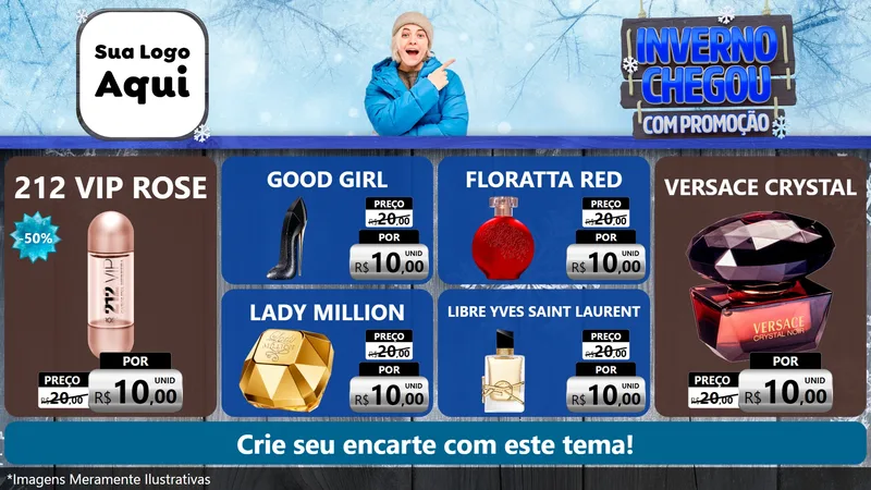 Modelo de TV para TV Horizontal com o tema Inverno Chegou Com Promoção para Perfumes