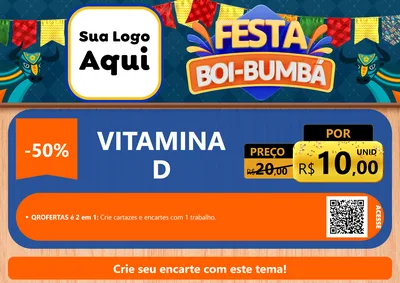 Modelo de Cartaz para Cartaz A4 Horizontal com o tema Festa Boi Bumbá para Farmácia