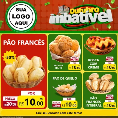 Modelo de Rede Social para Feed Facebook com o tema Outubro Imbatível para Padaria