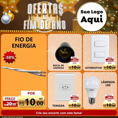 Modelo de Rede Social para Feed Facebook com o tema Ofertas de Fim de Ano para Materiais Elétricos