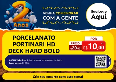 Modelo de Cartaz para Cartaz A4 Horizontal com o tema Aniversário de 2 anos para Pisos e revestimentos
