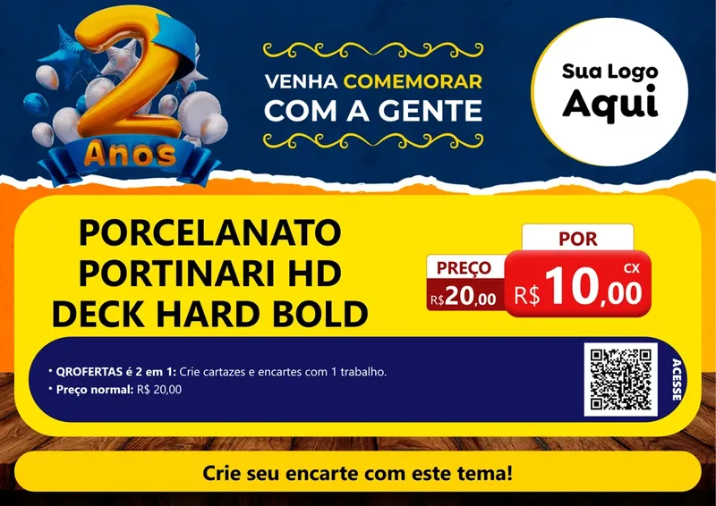Modelo de Cartaz para Cartaz A4 Horizontal com o tema Aniversário de 2 anos para Pisos e revestimentos