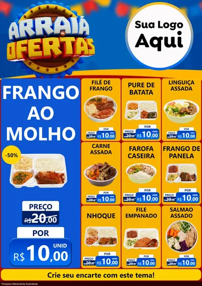 Modelo de Encarte para Encarte A4 Vertical com o tema Arraiá de Ofertas - Junina para Restaurante
