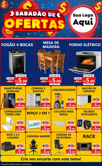 Modelo de Encarte para Encarte Grande com o tema Sabadão de Ofertas para Móveis e Eletro