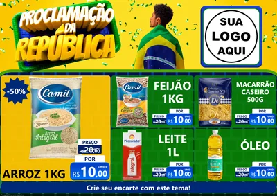 Modelo de Encarte para Encarte A4 Horizontal com o tema Proclamação da República para Supermercado