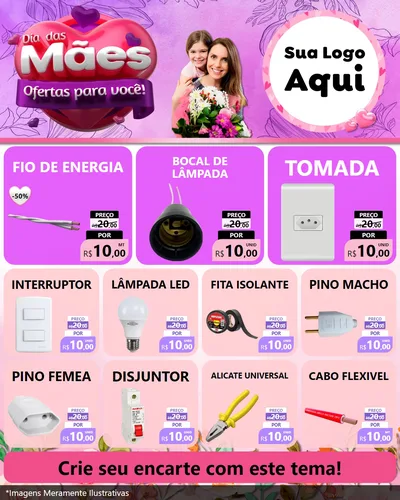 Modelo de Rede Social para Feed Instagram com o tema Dia das Mães Ofertas para Você! para Materiais Elétricos