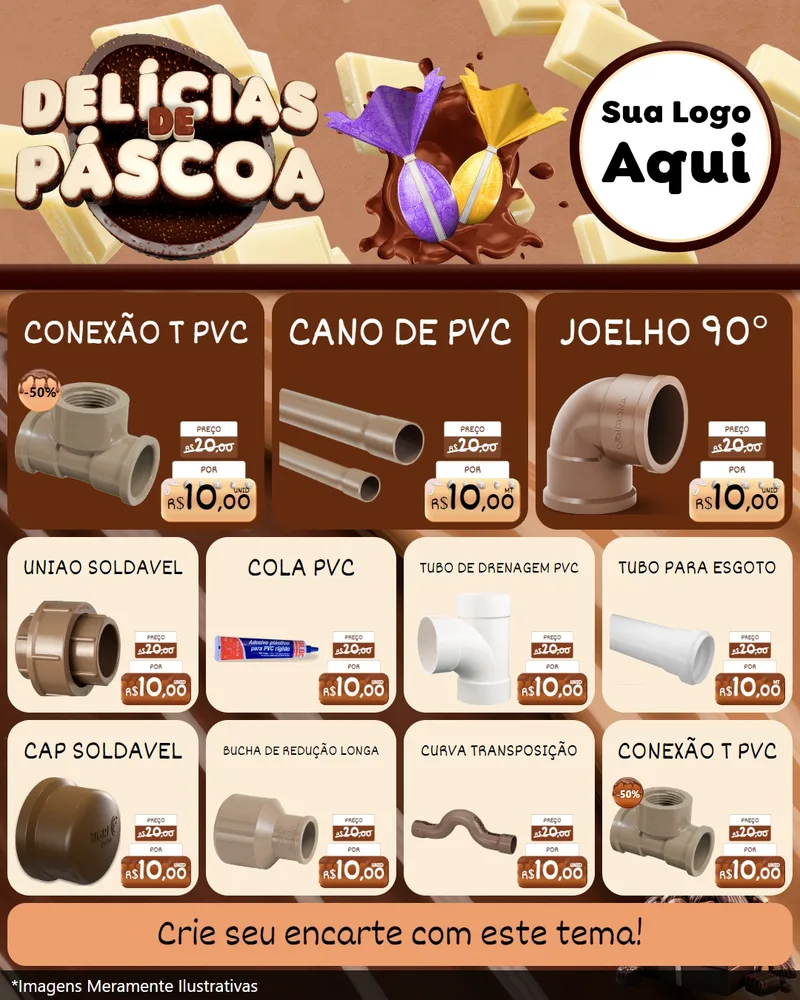 Modelo de Rede Social para Feed Instagram com o tema Delícias de Páscoa para Tubos e conexões