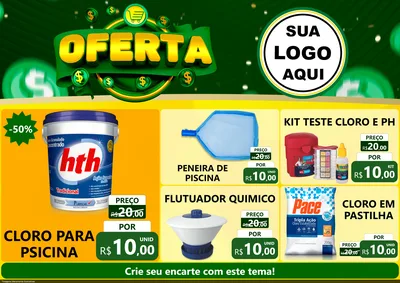 Modelo de Encarte para Encarte A4 Horizontal com o tema Oferta para Produtos para Piscina