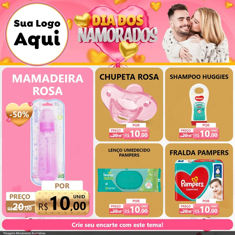 Modelo de Rede Social para Feed Facebook com o tema Dia dos Namorados para Bebês