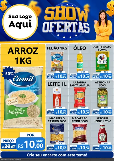 Modelo de Encarte para Encarte A4 Vertical com o tema Show de Ofertas para Supermercado