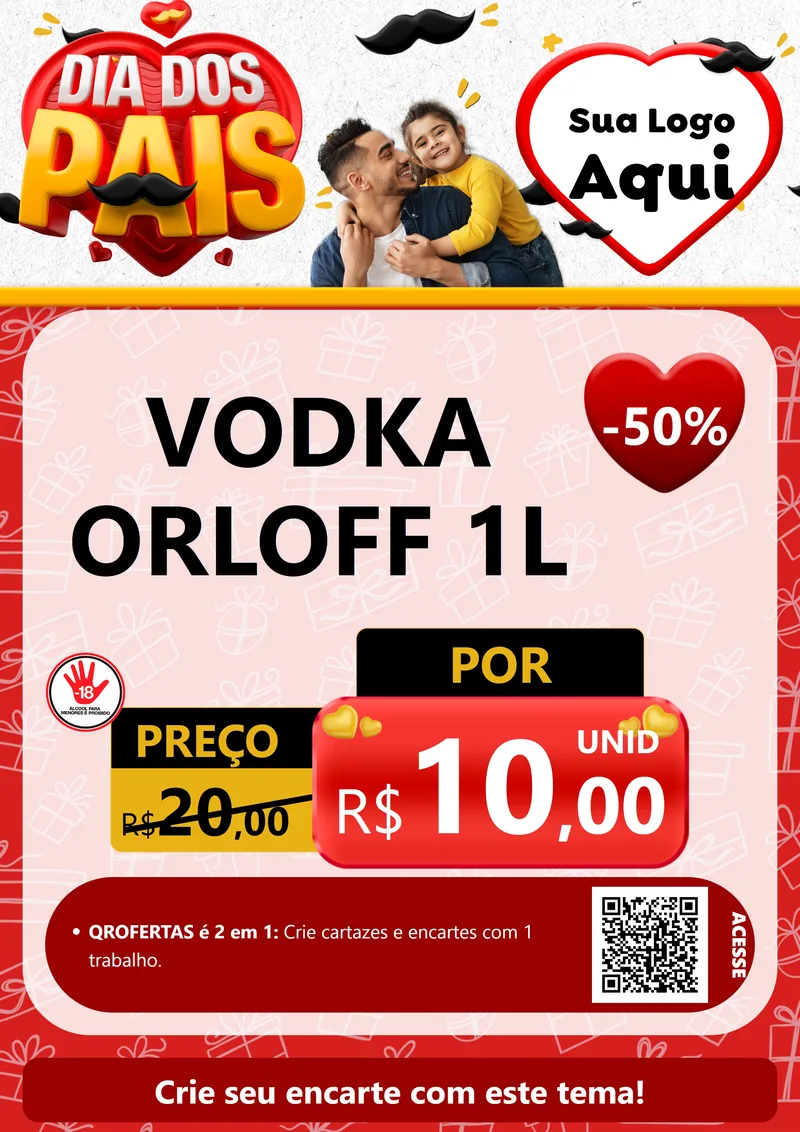 Modelo de Cartaz para Cartaz A4 Vertical com o tema Dia dos Pais para Distribuidora de bebidas