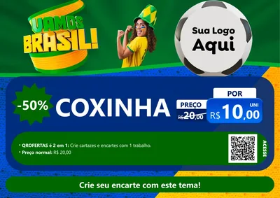 Modelo de Cartaz para Cartaz A4 Horizontal com o tema Vamos Brasil - Copa para Salgadaria