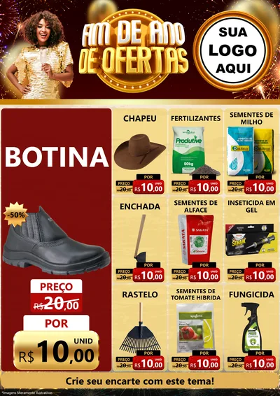 Modelo de Encarte para Encarte A4 Vertical com o tema Fim de Ano de Ofertas para Agropecuária