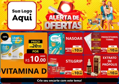 Modelo de Encarte para Encarte A4 Horizontal com o tema Alerta de Ofertas para Farmácia