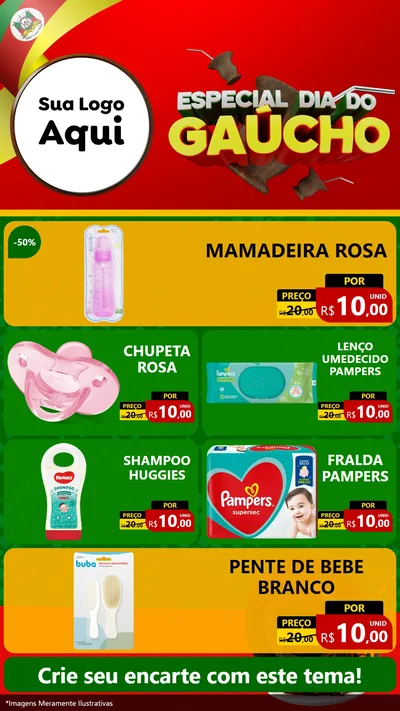 Modelo de TV para TV Vertical com o tema Especial Dia do Gaúcho para Bebês