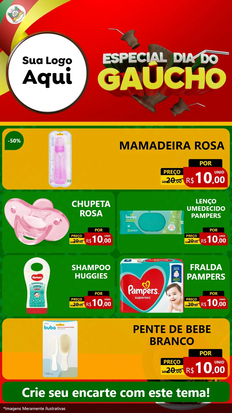 Modelo de TV para TV Vertical com o tema Especial Dia do Gaúcho para Bebês