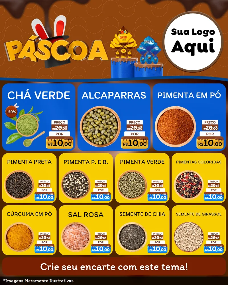 Modelo de Rede Social para Feed Instagram com o tema Páscoa para Produtos Naturais