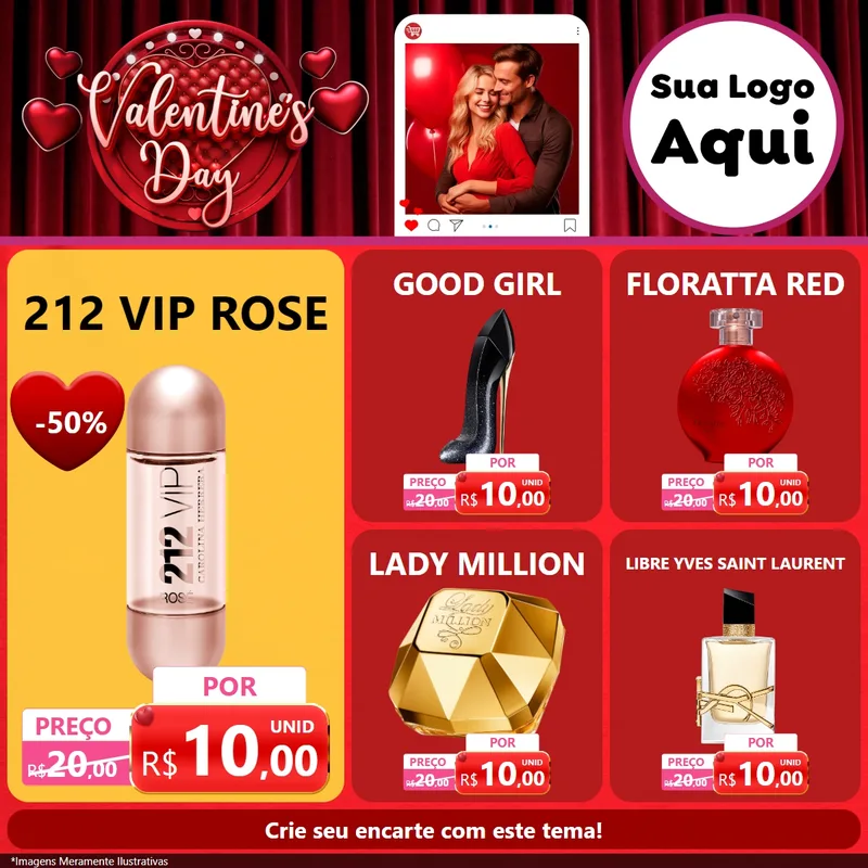 Modelo de Rede Social para Feed Facebook com o tema Valentine's Day para Perfumes