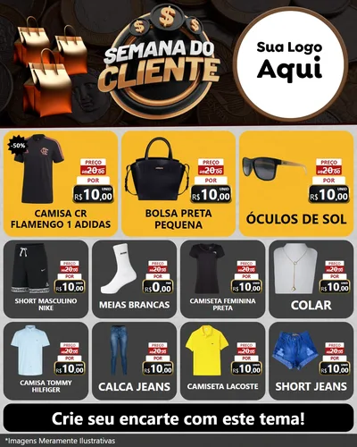 Modelo de Rede Social para Feed Instagram com o tema Semana do Cliente para Roupas e acessórios