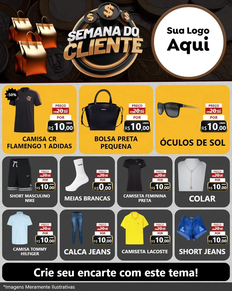 Modelo de Rede Social para Feed Instagram com o tema Semana do Cliente para Roupas e acessórios
