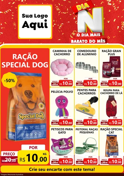 Modelo de Encarte para Encarte A4 Vertical com o tema Dia N o Dia Mais Barato do Mês para Pet Shop